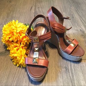 Kate Spade Luxe Brown Platform Wedges size 7M
